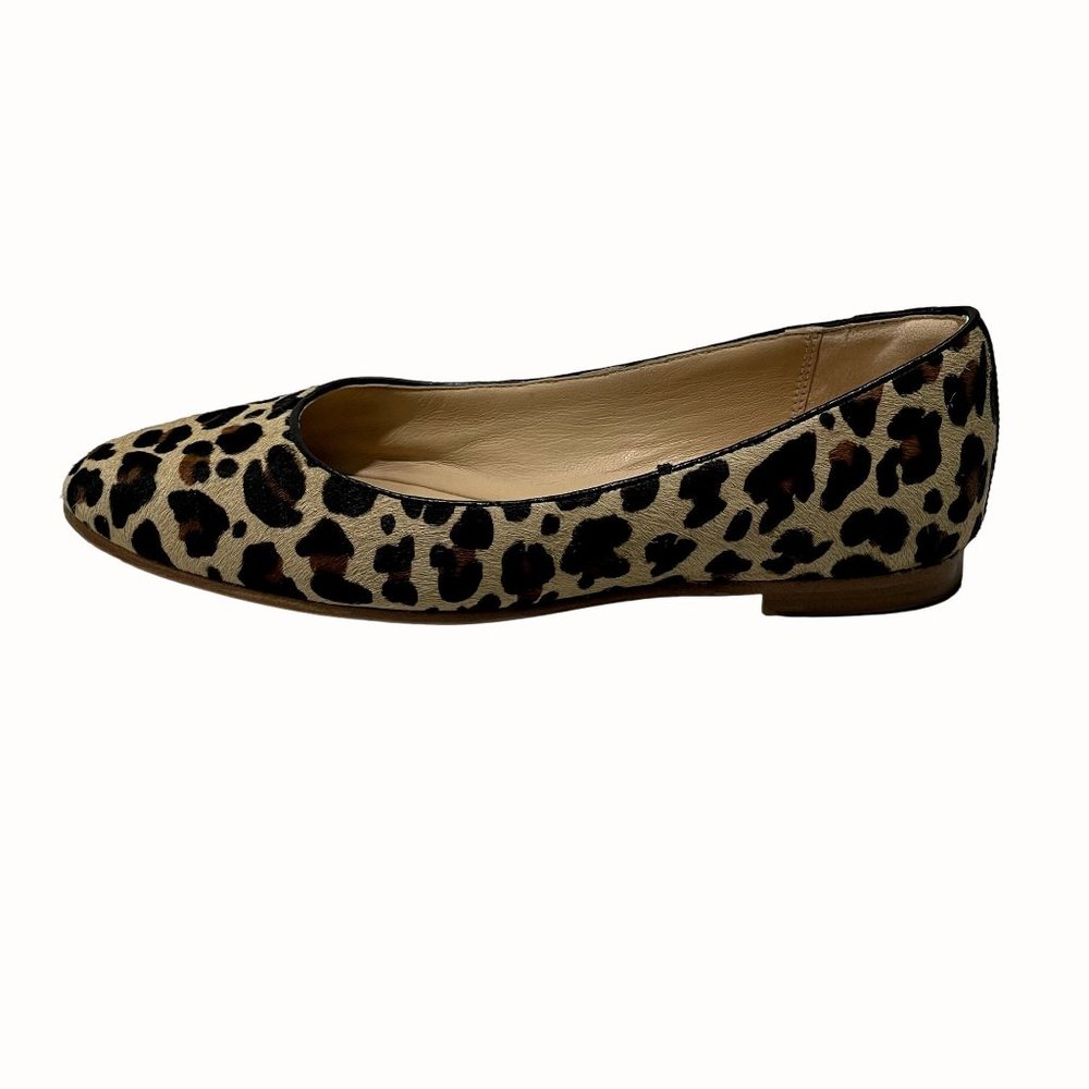 Clarks Womens Comfort Shoes Size 7.5 Ballet Slip On Brown Leopard Print Dyed Fur